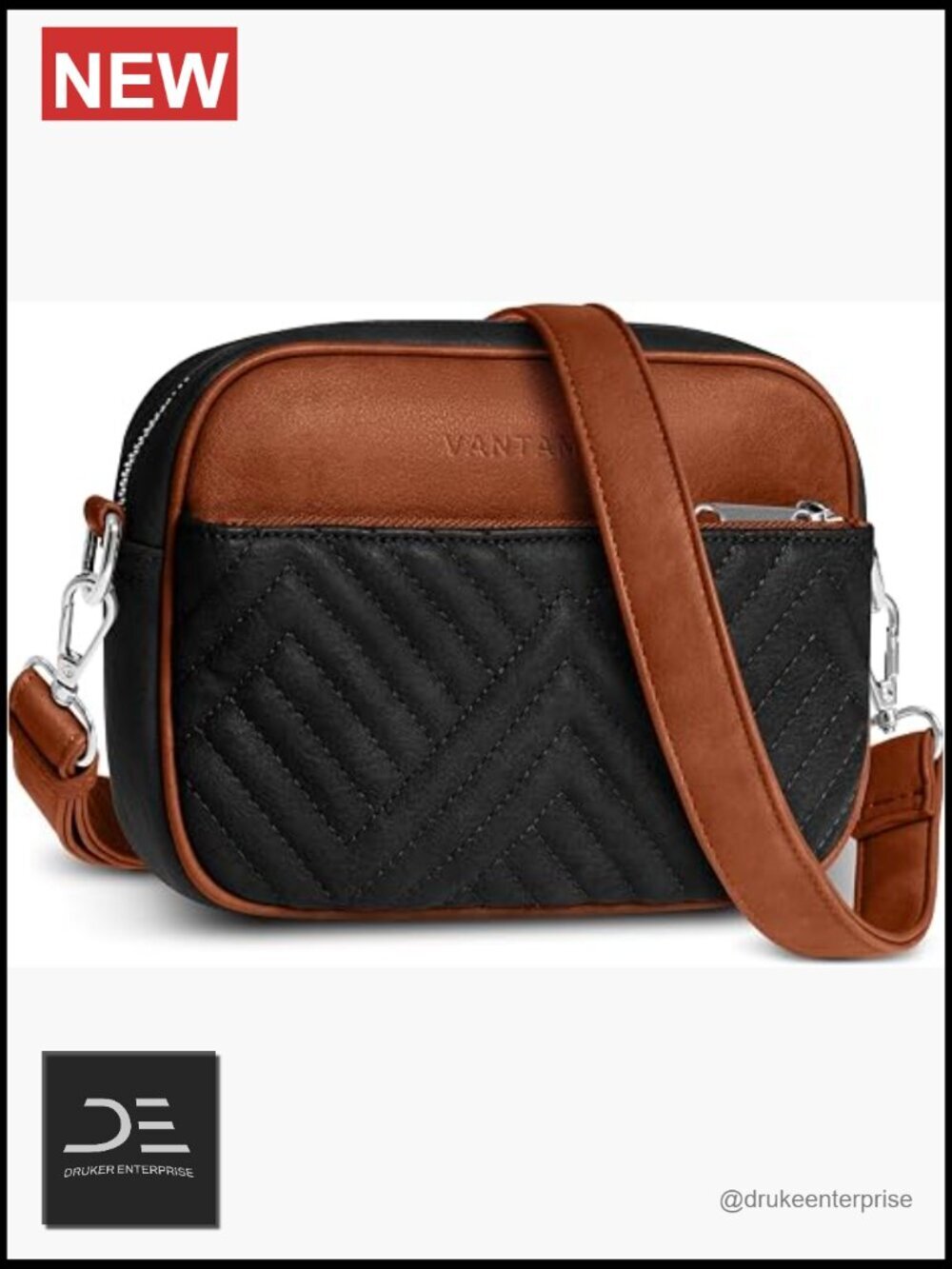 Quilted Vegan Leather Crossbody Bag with Anti-Pickpocket Clip